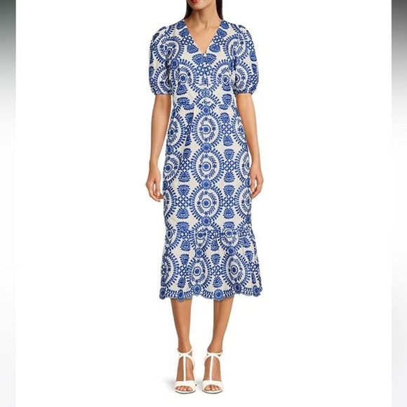 Adelyn Rae Luisa Embroidered Midi Dress blue - Picture 1 of 7